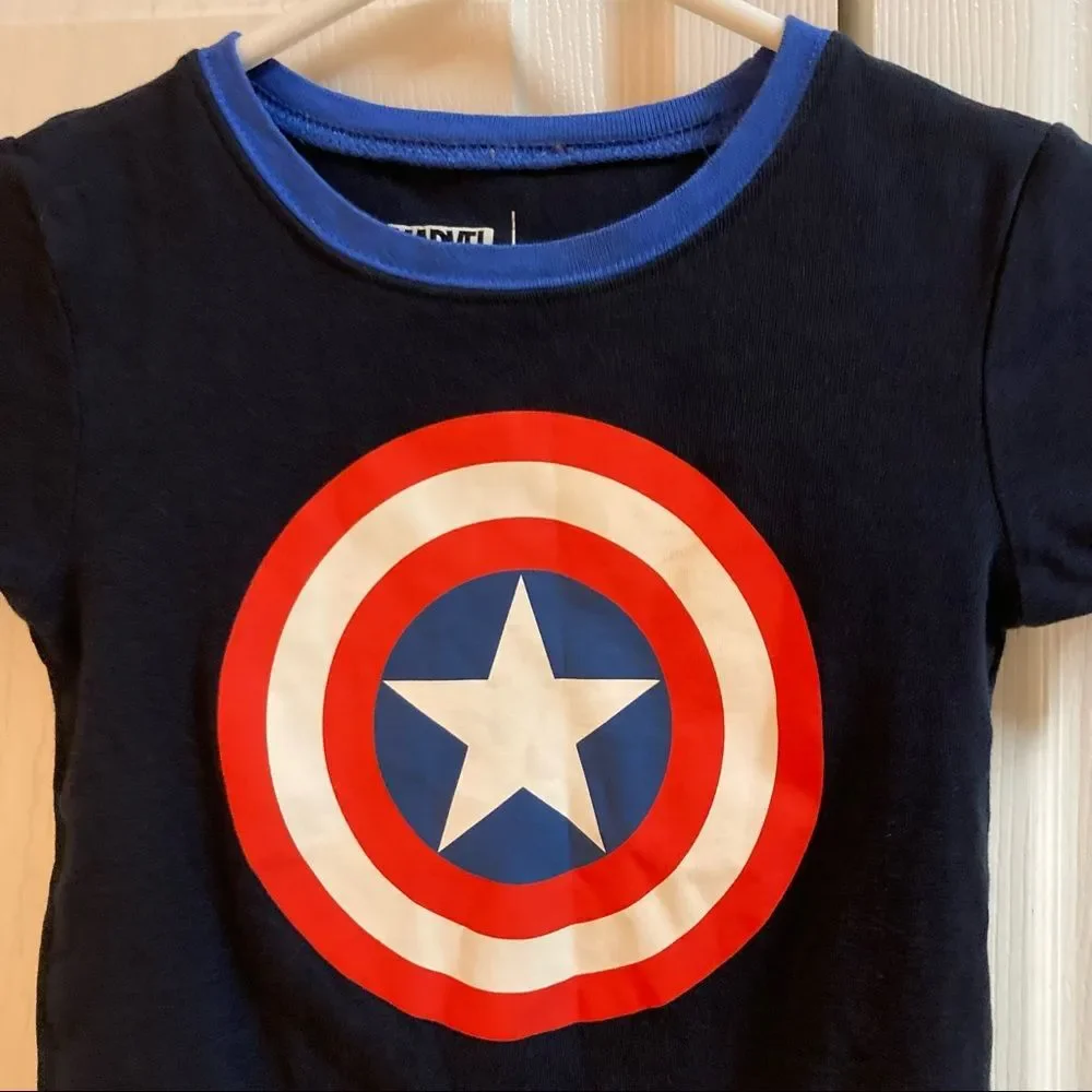 CAPTAIN AMERICA Toddler MARVEL Comics Superhero Tshirt Unisex Size 6